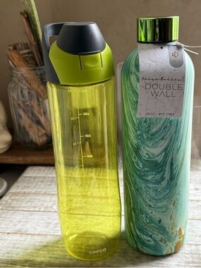 Marble Double Wall Bottle - Green and Gold